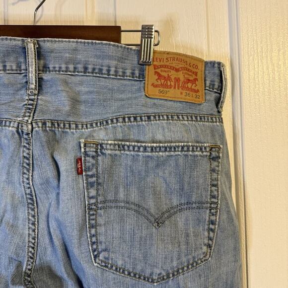 Levi’s 569 Loose Straight Jeans Men’s 36x32 Light Wash Y2K Vintage - Picture 9 of 12